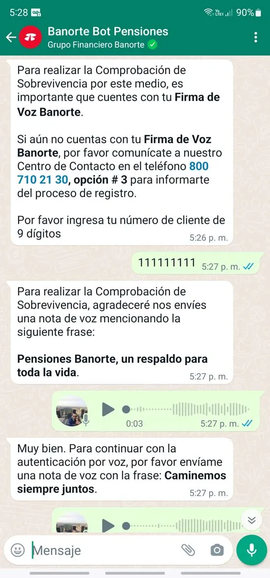 Una conversación entre un cliente y Banorte