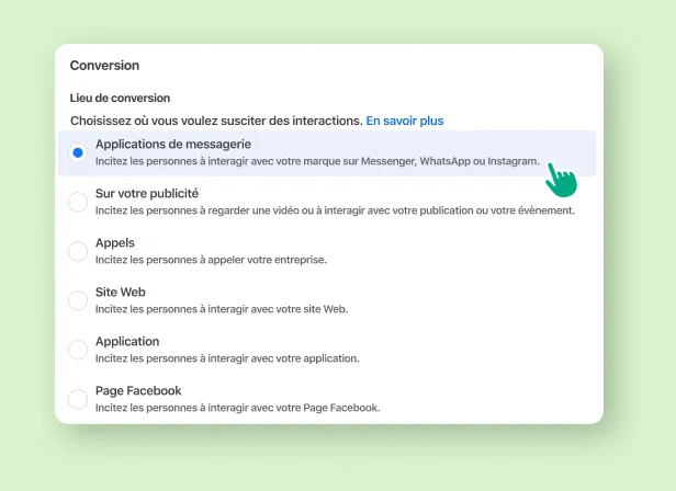 Une personne en train de sélectionner un lieu de conversion