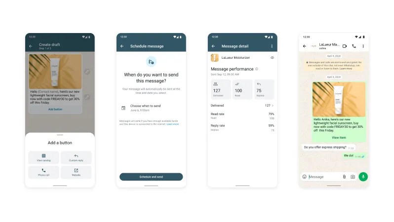 Mensagens de marketing no app WhatsApp Business