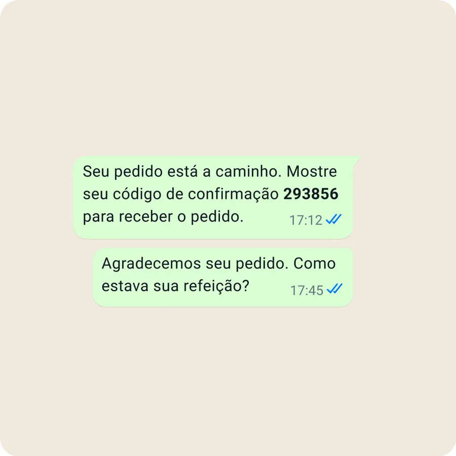 Um exemplo de pedidos e transações existentes no WhatsApp Business