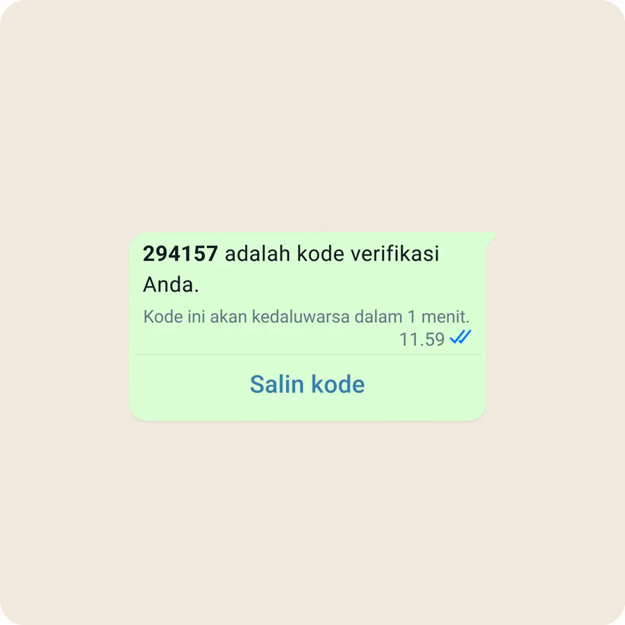 Contoh pendaftaran akun baru di WhatsApp Business