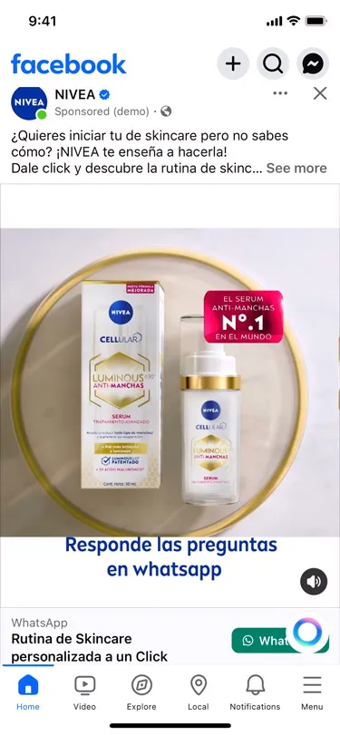 Nivea mempromosikan Skincare Routine Advisor menggunakan kampanye iklan yang mengarahkan ke WhatsApp