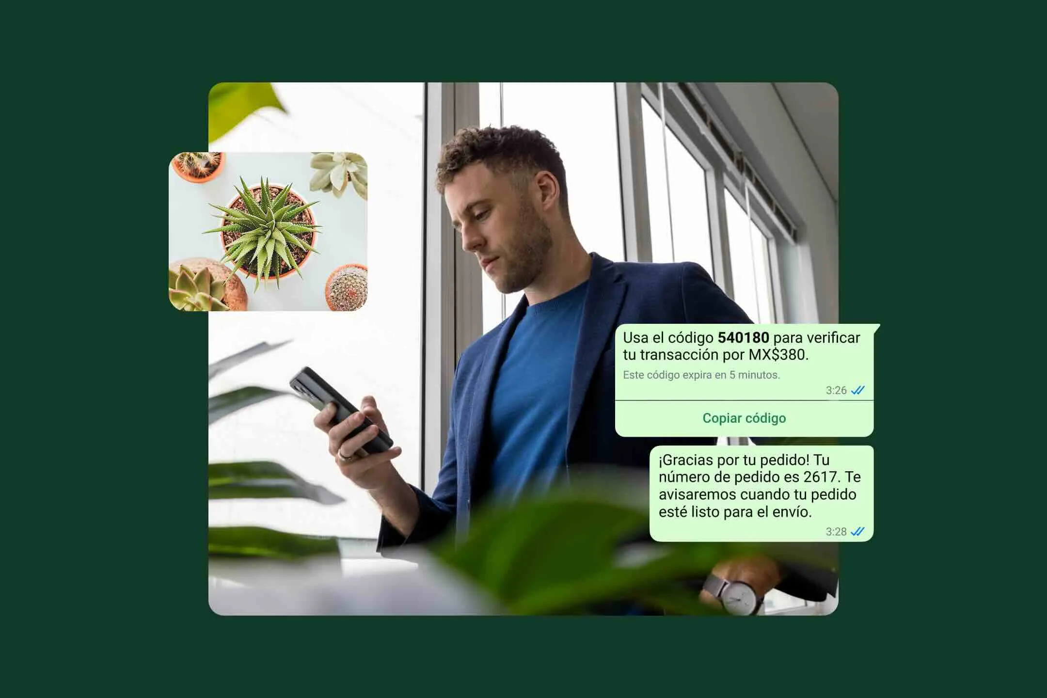 ejemplo de contraseña de un solo usando verificación totp en WhatsApp para empresas