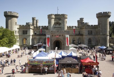 Food stalls in the entrance of Eastnor Castle