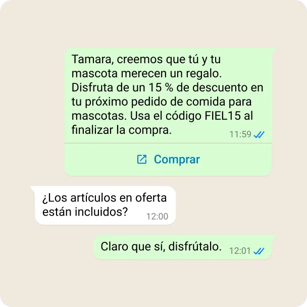Demo de una empresa que impulsa las ventas a través de un enlace de compra