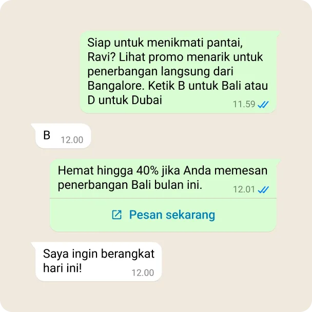 Demonstrasi bisnis membangun awareness dengan mempromosikan diskon tiket penerbangan