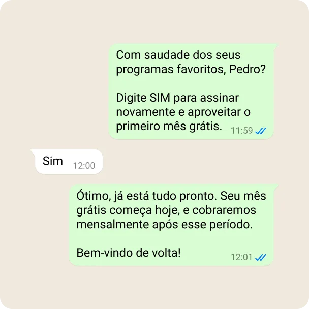 Demonstração de uma empresa fazendo o redirecionamento de um usuário, pedindo que ele se inscreva novamente em um programa