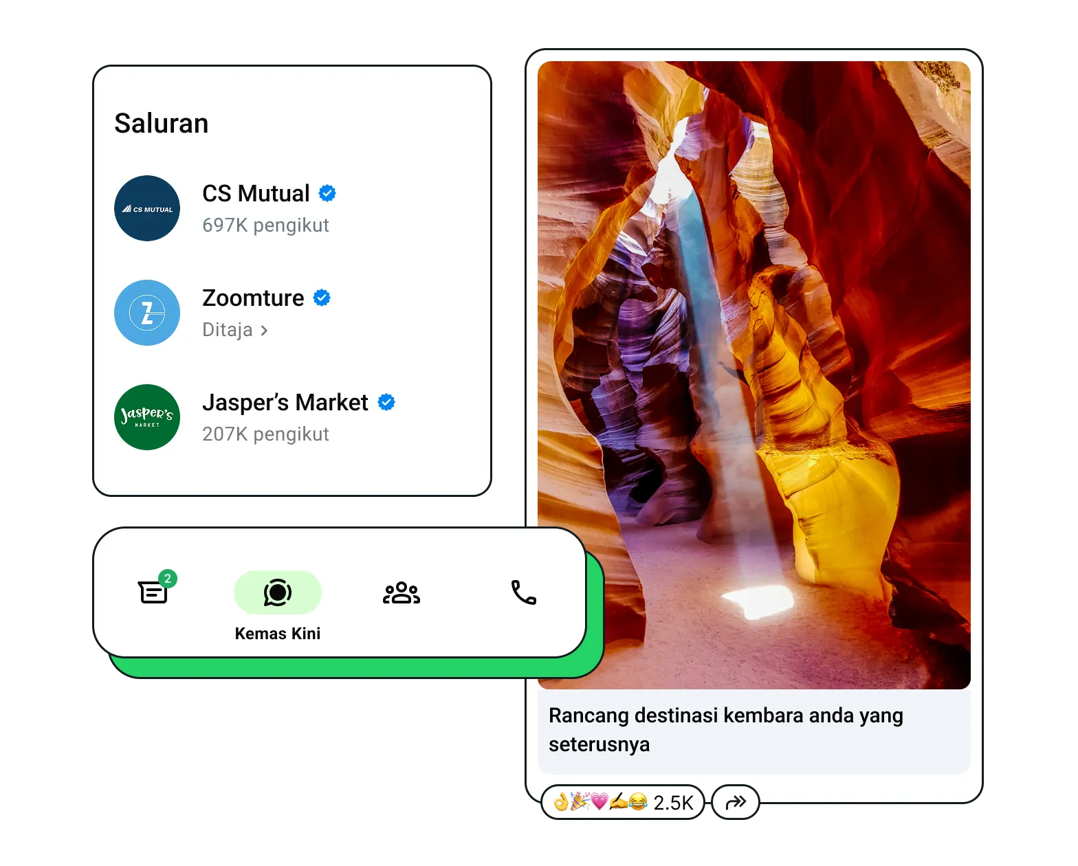 Contoh imej saluran Iklan WhatsApp yang dipromosikan