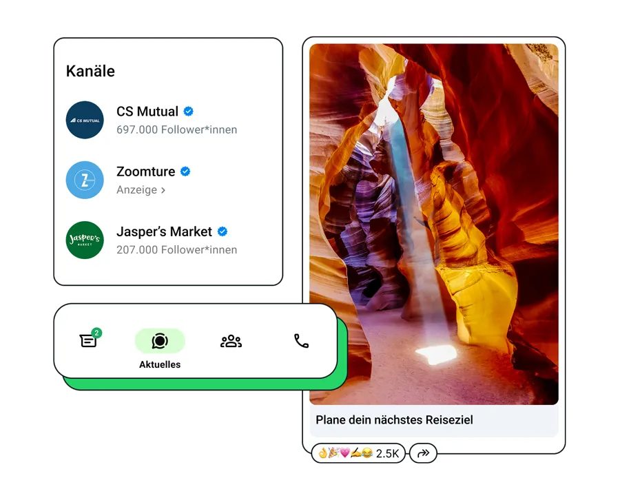 Ein Beispielbild von WhatsApp-Anzeigen in beworbenen Kanälen