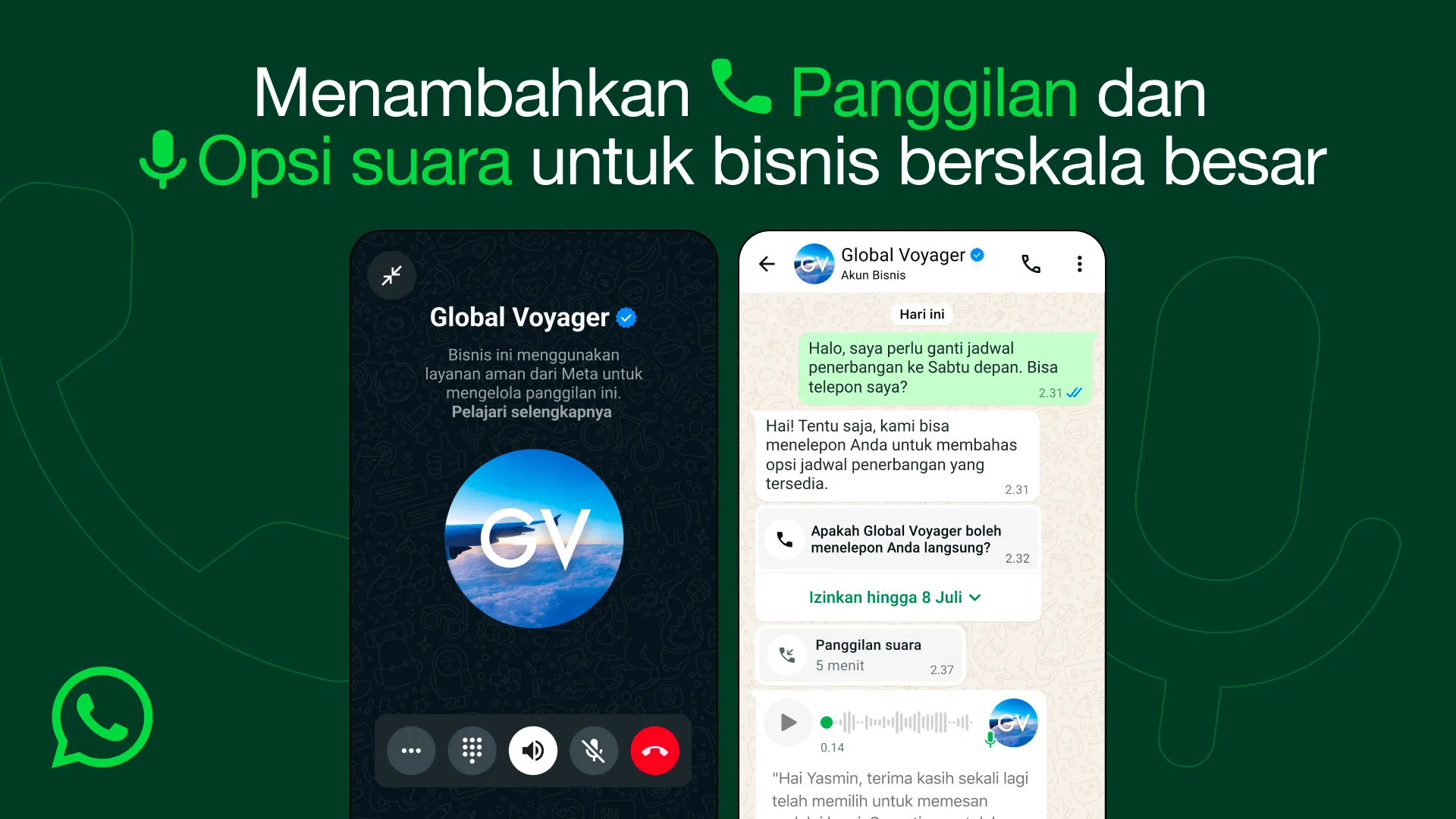 Menambahkan opsi Telepon dan Obrolan Audio untuk bisnis yang lebih besar