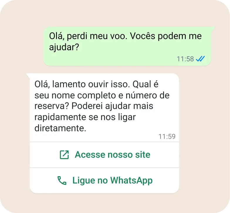 Imagem com exemplo de atendimento ao cliente no WhatsApp