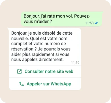 Illustration d’un service clientèle via WhatsApp
